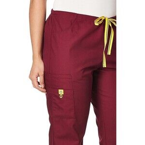 WonderWink Women size XS PETITE Wine Scrubs Romeo Six-Pocket Flare Leg Pant NEW